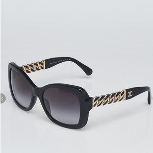 CHANEL Black Chain-Link Sunglasses 5305